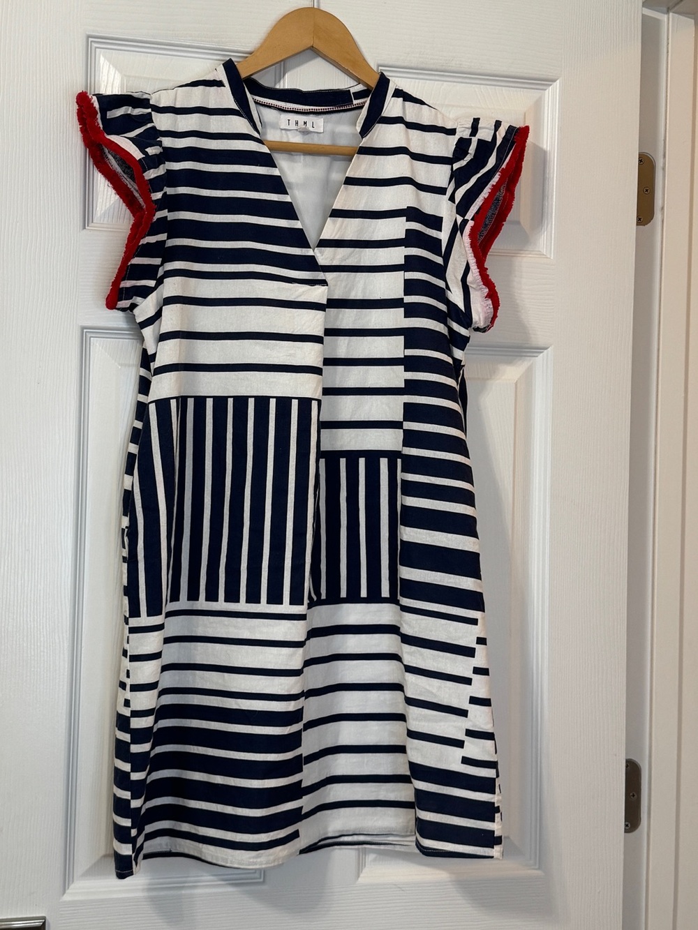 THML geo stripe fringe trim dress - Picture 2 of 6